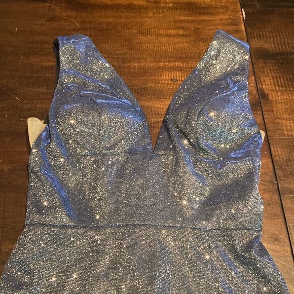 Ed Young Sparkly Formal Party Dress Homecoming Size XS silver and blue - Picture 3 of 11